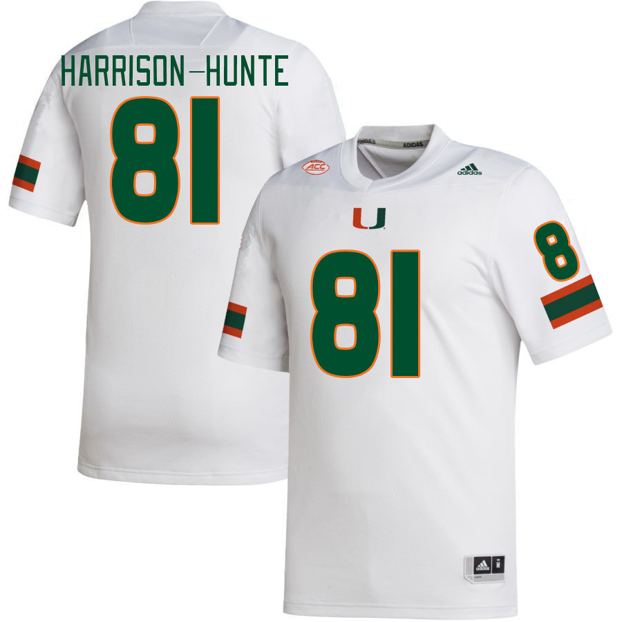 Men #81 Jared Harrison-Hunte Miami Hurricanes College Football Jerseys Stitched-White - Click Image to Close